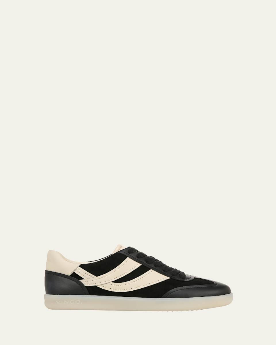 Bicolor Mixed Leather Low-Top Sneakers